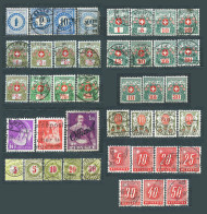 Switzerland, 1878-1938, Lot Of 42 Postal Due Stamps From Sets MiNr 1-9, 2-5, 8-10, 15-16, 17-20, 29-37 32-36 42-49 54-61 - Strafportzegels