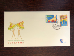 SURINAM FDC COVER 2000 YEAR AIDS SIDA HEALTH MEDICINE STAMPS - Surinam