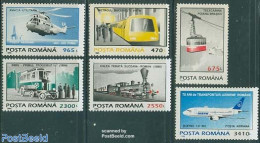 Romania 1995 Traffic 6v, Mint NH, Transport - Automobiles - Cableways - Helicopters - Aircraft & Aviation - Railways - Nuevos