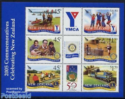 New Zealand 2005 Rotary, Lions, YMCA S/s, Mint NH, Sport - Transport - Various - Kayaks & Rowing - Railways - Ships An.. - Unused Stamps