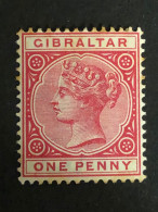 GIBRALTAR SG 9 1d Rose MH*  See Scan. CV £50 - Gibraltar
