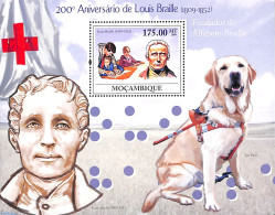Mozambique 2009 Louis Braille S/s, Mint NH, Health - Nature - Disabled Persons - Red Cross - Dogs - Handicap