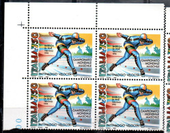 ITALIA REPUBBLICA ITALY REPUBLIC 1995 PATTINAGGIO VELOCITA' SUL GHIACCIO SKATING ON ICE A BASELGA DI PINE' QUARTINA MNH - 1991-00: Ungebraucht