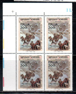 ITALIA REPUBBLICA ITALY REPUBLIC 1995 ACHILLE BELTRAME DOMENICA DEL CORRIERE QUARTINA ANGOLO DI FOGLIO BLOCK MNH - 1991-00: Mint/hinged