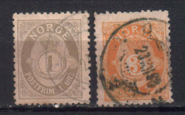 NORWAY STAMPS, 1893, Sc.#47a, 49a, USED - Usati