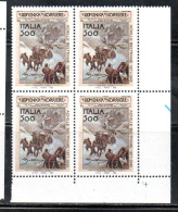 ITALIA REPUBBLICA ITALY REPUBLIC 1995 ACHILLE BELTRAME DOMENICA DEL CORRIERE QUARTINA ANGOLO DI FOGLIO BLOCK MNH - 1991-00: Mint/hinged