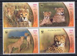 WWF Middle East 2003 Serie 4v In Block Cheetah Big Cat MNH - Iran