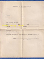 Document Ancien - Certificat De Vente D' Automobile - Imprimerie Couteau Rue Pixérécourt - Auto Voiture - Automobile