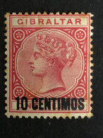 GIBRALTAR SG 15.  10c On 1d Rose MH* CV £15 - Gibraltar