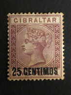 GIBRALTAR SG 17. 25c On 2d Brown Purple CV £4.75 - Gibraltar