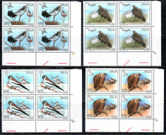 ITALIA REPUBBLICA ITALY REPUBLIC 1995 FAUNA UCCELLI BIRDS SERIE COMPLETA FULL SET QUARTINA ANGOLO DI FOGLIO BLOCK MNH - 1991-00:  Nuovi