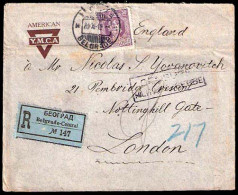 SERBIA. 1919 (Nov 20). Belgrade - UK. Registered Frkd YMCA Env. Censored. - Serbie