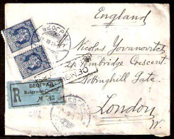 SERBIA. 1919 (Dec 9). Belgrade - UK. Registered Fkd Env. - Serbie