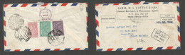 SAUDI ARABIA. 1947 (10 July) Taie - GB, Cardiff, Wales. Reverse Air Multifkd, Tied Bilingual Cds + Air Cachet. - Arabie Saoudite