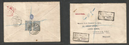SAUDI ARABIA. 1929 (19 Febr) Turkish PO Djeddah - London, UK (6 March 29) Via Port Tanfik (26 Febr) Registered Reverse M - Arabie Saoudite