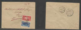 SAUDI ARABIA. 1922. Overprinted Issue. Multifkd Envelope To Egypt, Suez (6 Jan) Via Port Towfik. Red Overprinted. XF. - Arabia Saudita