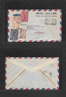 SAUDI ARABIA. 1953 (25 Oct) Mecque - USA, Detroit, Mich. Multkd Airmail Envelope. Comercial. Fine. Transit Reverse. - Arabie Saoudite