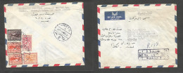 SAUDI ARABIA. 1964 (7 Jan) Djeddah - London, England. Registered Reverse Multifkd Envelope. Most Colorful + R-cachet On  - Arabie Saoudite