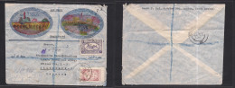 SAUDI ARABIA. 1954 (3 Aug) Djeddah - Germany, Stuttgaart (9 Aug) Mosque Color Illustrated Env. Registered Multifkd Env.  - Arabie Saoudite