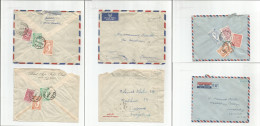 SAUDI ARABIA. 1957. 3 Diff Reverse Multifkd Airmail Envelopes. Djeddah. Two Circulated To Switzerland. Fine Trio. - Saudi Arabia