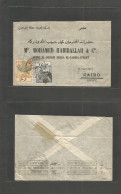 SAUDI ARABIA. 1926 (22 Jan) Djedda - Egypt, Cairo (26 Jan) Via Port Tanfik. Multifkd Env Bicolor Ovpts Stamps With Diff  - Arabia Saudita