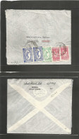 SAUDI ARABIA. 1956 (18 Jan) Dyeddah - Sweden, Stockholm. Air Multifkd Envelope With Unusual Combination Of Stamps Values - Arabie Saoudite