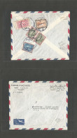 SAUDI ARABIA. 1951 (9 Aug) Djeddah - USA, Winslow, Washington State. Comercial Hotel. Reverse Multifkd Airmail Envelope, - Arabie Saoudite