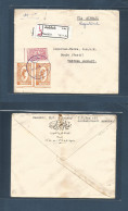 SAUDI ARABIA. 1961 (17 Jan) Djeddah - West Germany, Bunde. Registered Airmail Multifkd Envelope, Lilac Cachet. VF And De - Arabie Saoudite