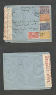 SAUDI ARABIA. 1942 (14 Feb) Bahrein, Khobar - USA, CA, LA. Airmail Via Durban, S. Africa, Saudi Arabia Stamps Multifkd E - Arabie Saoudite