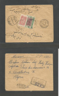 SAUDI ARABIA. 1953 (22 Apr) Mecque - Algeria, Constantine. Via Djeddah (23 April) Reverse Registered Air Multifkd Envelo - Arabie Saoudite