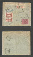 SAUDI ARABIA. 1937 (5 June) Retour + INCONNU JEDDAH LABEL. Alger - Djeddah (13 July), Saudi Arabia Registered Fkd Envelo - Arabie Saoudite