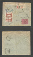 SAUDI ARABIA. 1937 (5 June) Retour + INCONNU JEDDAH LABEL. Alger - Djeddah (13 July), Saudi Arabia Registered Fkd Envelo - Arabia Saudita