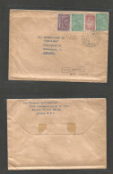 SAUDI ARABIA. 1949 (4 April) Dhahran - Denmark, Copenhagen. "Via BOAC" (xxx/R) Air Multifkd Env, Bilingual Cds. VF Scarc - Arabie Saoudite