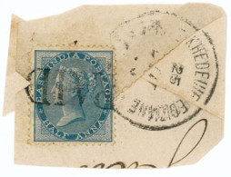 SAUDI ARABIA. 1873. Small Piece Bearing India 1865 1/2a Blue Tied By Black PAID Handstamp With "POSTE KHEDEVIE EGIZIANE- - Arabie Saoudite