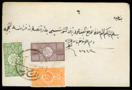 SAUDI ARABIA. C. 1916.  Local Usage.  Envelope Franked 3 Perf. Stamps, Tied Cds., (incl. L10, L4, L8). - Arabie Saoudite