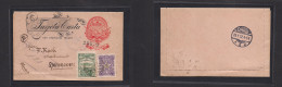 SALVADOR, EL. 1912 (7 Ene) GPO - Germany, Hannover (29 Jan) Registered 2c Red Stat Lettersheet + 2 Adtls, Tied Circular  - El Salvador