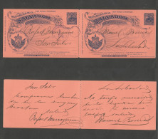 SALVADOR, EL. 1896 (15 June) El Chilamatal - La Libertad, Salvador (16 June) 3c Blue / Salmon Doble Stationary Card Used - El Salvador