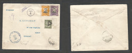 SALVADOR, EL. 1916 (Oct 30) Multifkd Env At 13c Rate To Paris France Taxed + French 20c Green P. Due Tied Triangle. Depa - El Salvador