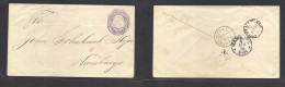 SALVADOR, EL. 1894 (12 Oct) 10c Lilac Stat Env To Hamburg, Germany (6 Nov) Via "Panama Transit" Cancel Cds. VF. - El Salvador