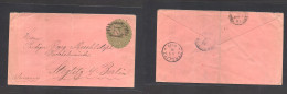 SALVADOR, EL. 1891 (April) 10c Green/pink Stat Env Adressed To Germany, Steglitz (5 May) Via NY Cancel "US Ship 12" Gril - El Salvador