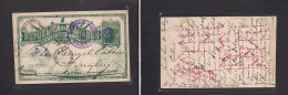 SALVADOR, EL. 1892 (24 Nov) Santa Ana - Germany, Nuremberg 3c Green Stat Card. Via NY. - El Salvador