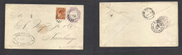 SALVADOR, EL. 1894 (Apr 13) La Libertad - Germany, Hamburg (12 Mayo) 10c Lilac Stat Env + Adtl Tied "US Paquebot" Ship T - El Salvador