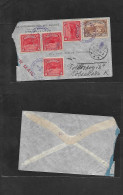 SALVADOR, EL. 1939 (1 March) S. Salvador - Denmark, Ribe (13 March) Air Multifkd Envelope, Tied Lilac Cds + Special Air  - El Salvador