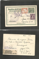 SALVADOR, EL. 1925 (3 June) PUERTA DE LAGUNA - Germany, Berlin. 1c Green Stat Card + 2 Adtls Depart Rare Village Cachet. - El Salvador