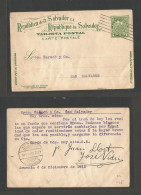 SALVADOR, EL. 1915 (4 Dec) Armenia - S. Salvador Local 1c Green Stationary Card On Fine Scarce Usage. - El Salvador