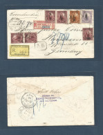 SALVADOR, EL. 1894 (13 Febr) S. Salvador - Germany, Hannover (18 March) Registered AR Multifkd Envelope At 24c Rate (x2) - El Salvador