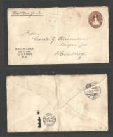 SALVADOR, EL. 1905 (4 Feb) Santa Ana - Germany, Hamburg (5 March) Via NYC (22 Febr) 13c Red Brown Stationary Envelope "O - Salvador