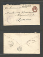 SALVADOR, EL. 1903 (11 July) Santiago De Maria - UK, London (19 Aug) Via NY (Aug 11) 13c Brown Stationary Envelope. S. S - El Salvador
