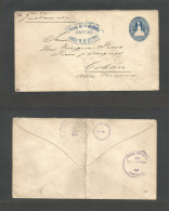 SALVADOR, EL. 1904 (17 June) S. Salvador - Coban, Guatemala (28 June) Via Coban (27 June) 5c Blue Stationary Envelope. F - Salvador