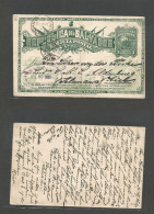 SALVADOR, EL. 1892 (25 - 26 July) S. Salvador - Germany, Kiel. (19 Aug) 3 Centavos Green Stationary Card. Colon Issue. V - Salvador